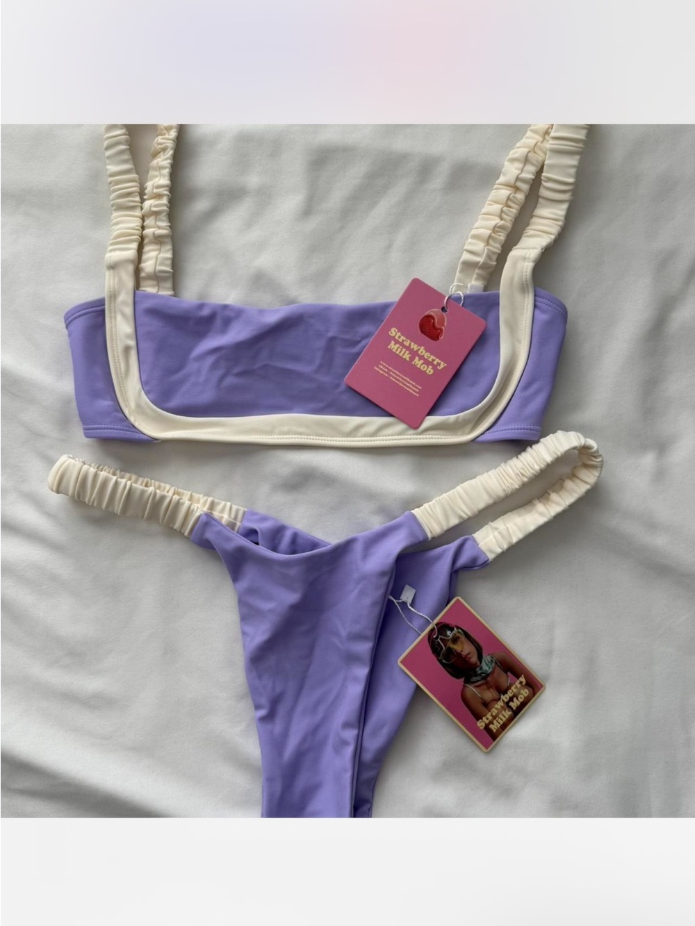 Strawberry Milk Mob Lavender and Cream Two-Piece Bikini